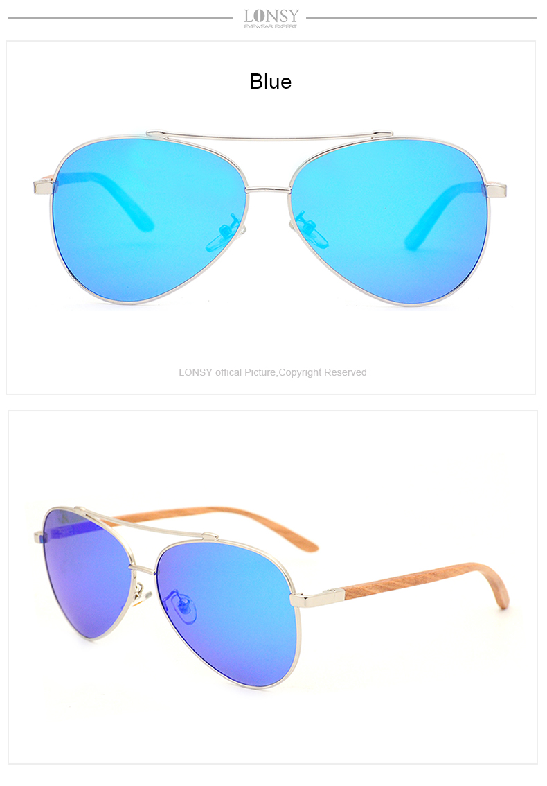 Bras en bois en metal classiques de la mode aor lunettes de soleil polarisees pour les hommes