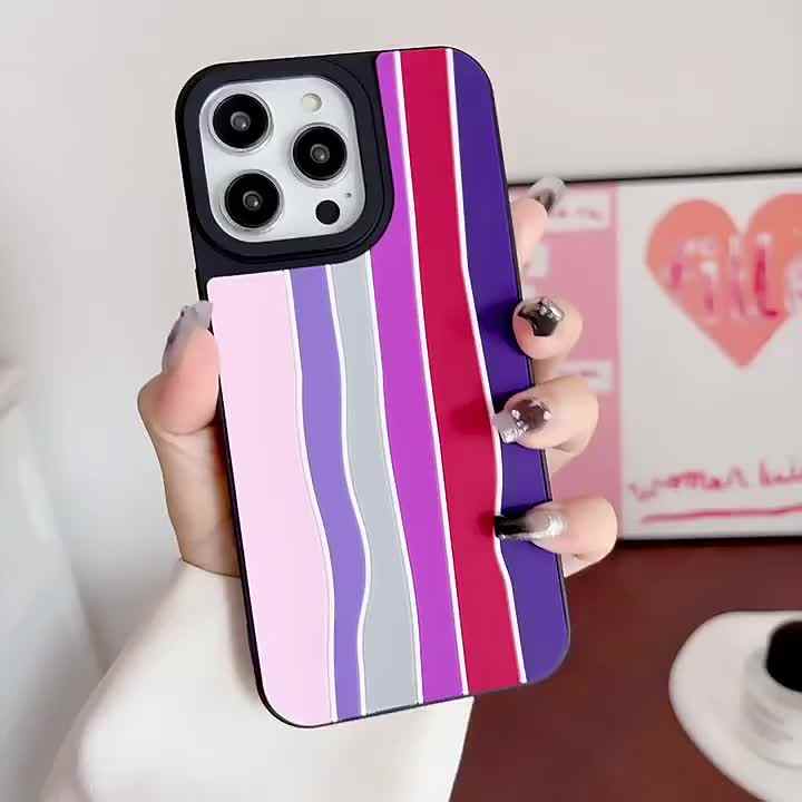 Hight 3D Quality Silicone Liquid Rainbow Phone Case for iphone 16