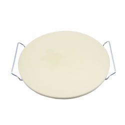 Expertized cordierite pizza stone baking and grilling stone with chrome rack for oven and grill