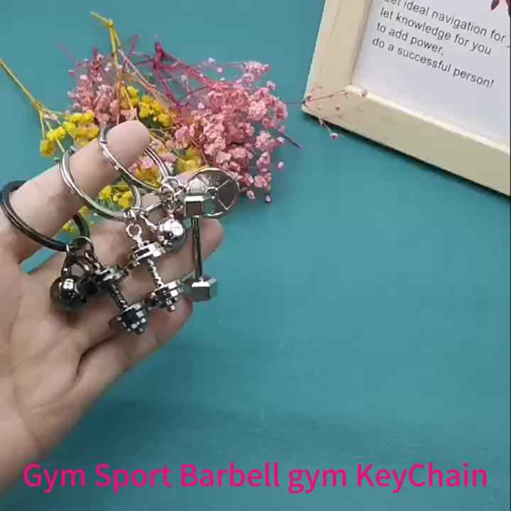 Promotional Custom Logo Gym Sport Barbell Gym KeyChain Accessories