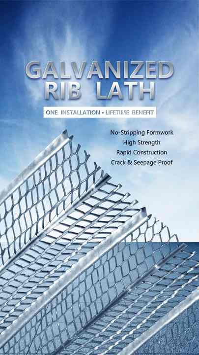 Support Rib Metal Galvanized Flat Rib Expanded Metal Lath for Wall Plaster Building ...