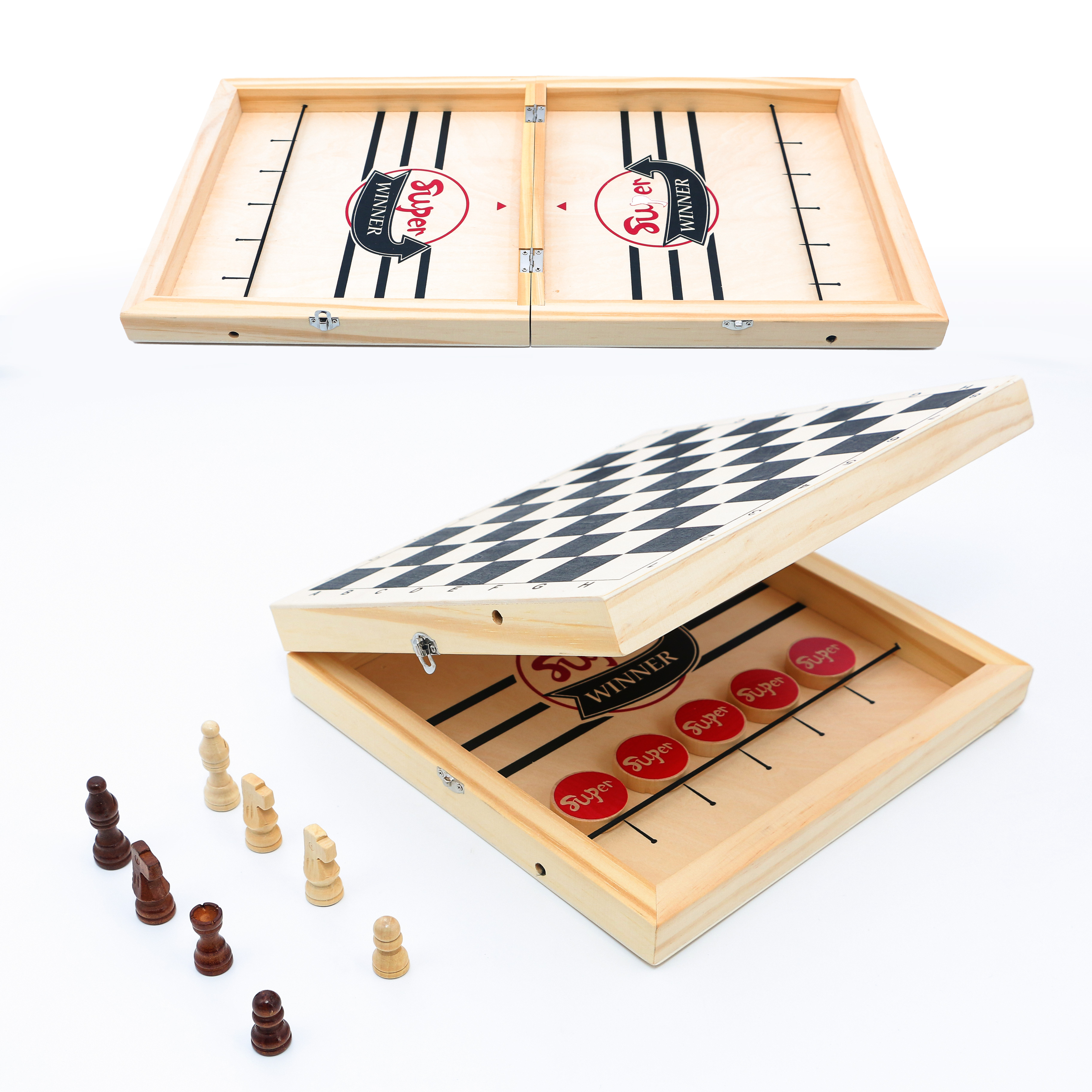 2 в 1 CPC Fast Sling Puck игра международный шахматный игровой набор Складная сосновая деревянная доска