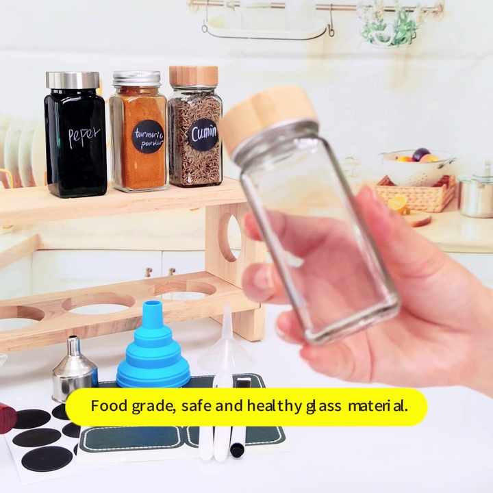 Kitchen Clear Seasoning Storage Container 120ML Square Glass