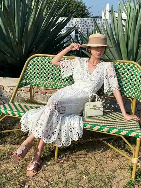 2024FOXEY Early Summer Dress【Floriane】38 French 2024 Summer Women's White Dresses Medium-length Fairy Lady