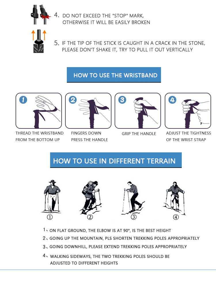 Ski Poles Foldable Crutch Trekking Pole Carbon Nordic Adjustable Walking Sticks Walking Pole Alpenstock Trekking