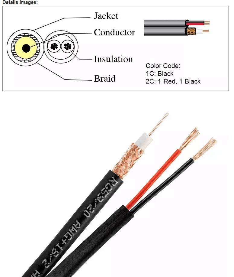 RG58 RG6 RG59 Coaxial Cable With Power 305M 1000M 100M