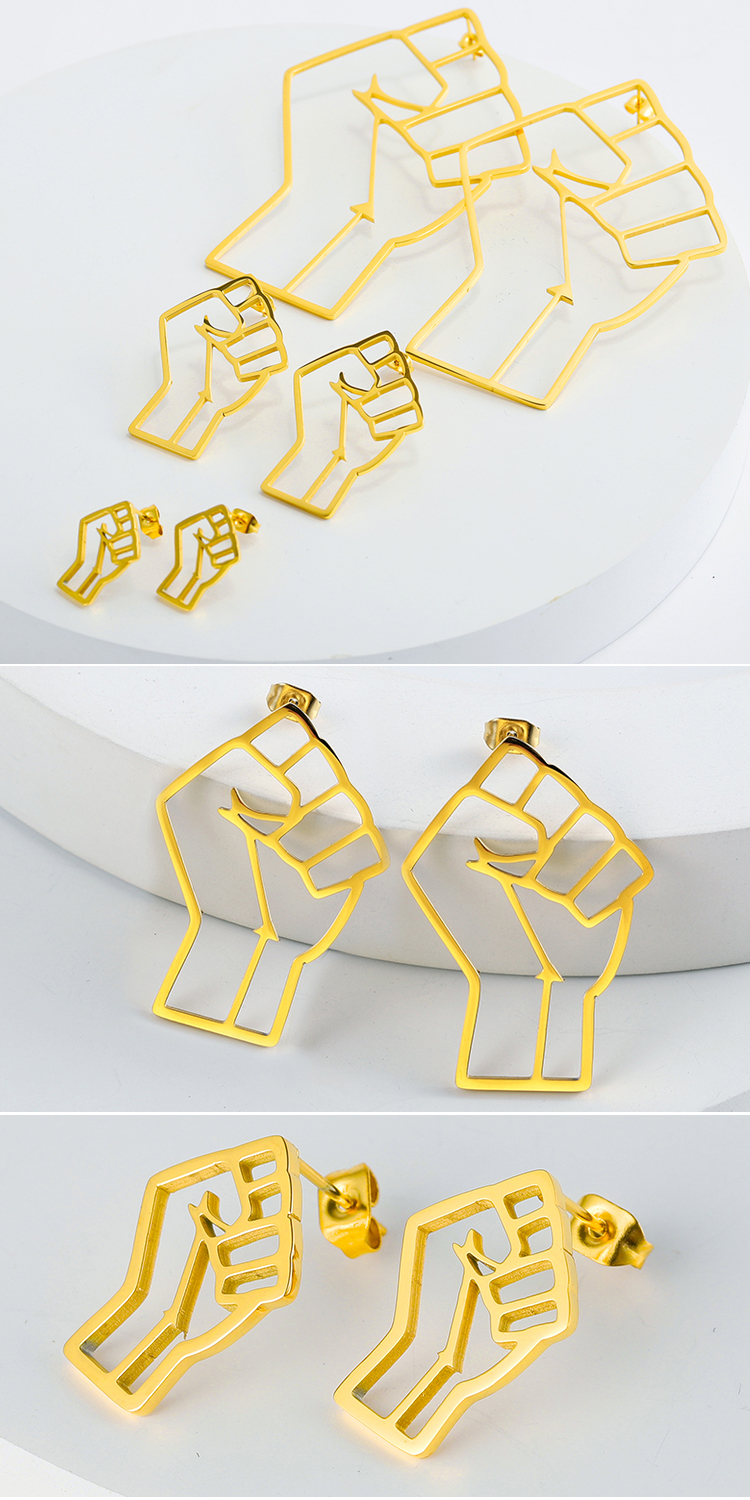 novo chegada no atacado 2021 Aço inoxidável personalizado 18k Brincos de punho de ouro de 18k