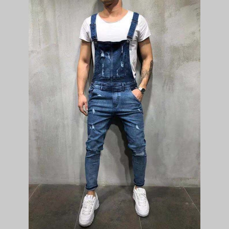 Denim Jeans Bib Overoles Pantal/ón Vaqueros de Mono para Hombre Pantalones de Bolsillo Rotos Mezclilla Jumpsuit Casual Fansu Peto Jeans Monos Hombres
