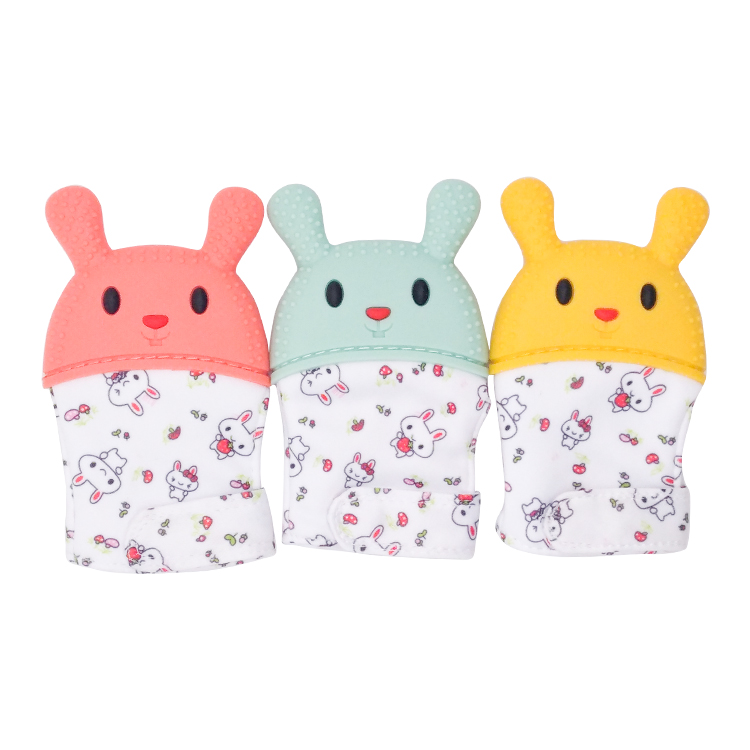 Food Grade Long Ears Bunny Teether Gloves Newborn Cheap Mittens For Babies