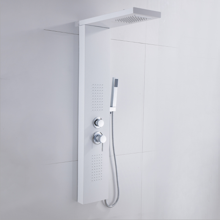 Классическая белая душевая панель с дождевыми насадками для ванной комнаты, термостатическая душевая панель из нержавеющей стали