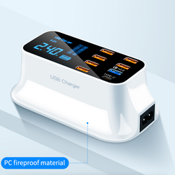Carregador usb de 8 portas de carga rápida 3.0 display led para android iphone adaptador de telefone tablet carregador rápido para xiaomi huawei samsung