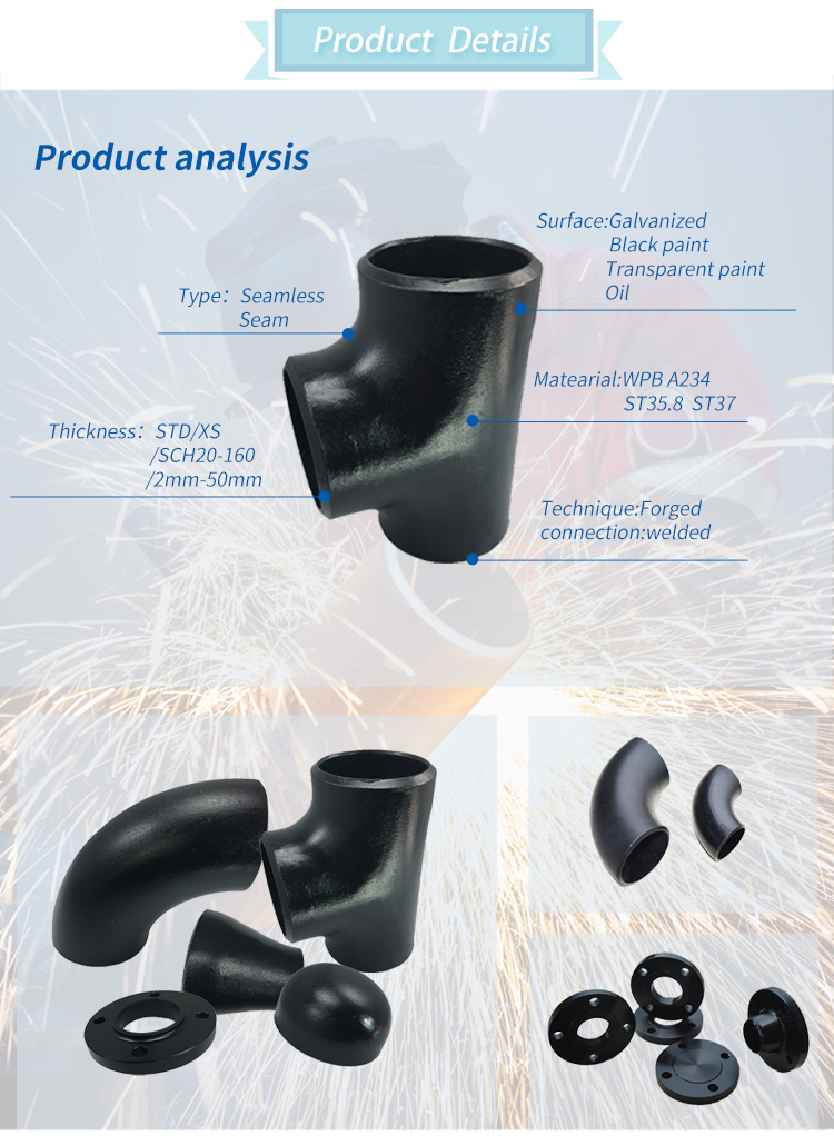 DELLOK Carbon Steel Galvanized Pipe Fittings Bright Black Paint Welding Threaded