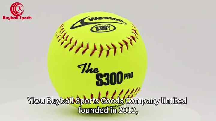 Lot De 6 Balles De Softball Weston S300Y - 12 Pouces, Jaunes, Cuir