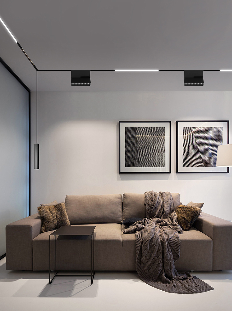 磁系统DC48V室内铝制线性光凹入表面安装trimless轨道灯