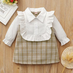 fashion Toddler Baby Girls plaid Print A-Line Dress Princess Dress Newborn Infant Girls Casual Long Sleeve dress