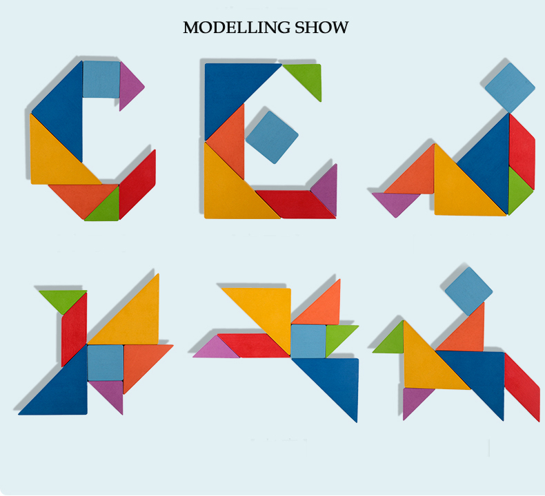 Amazon Classic Tangram Toys New Design Kids Hands-on Skills Training Educational Toys Hot Selling Colorful Wooden Jigsaw Puzzle