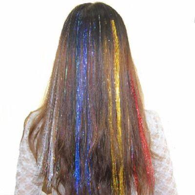 Christmas Glitter Tinsel Long Hair Streak Clip In Extension Hairpiece Accessory
