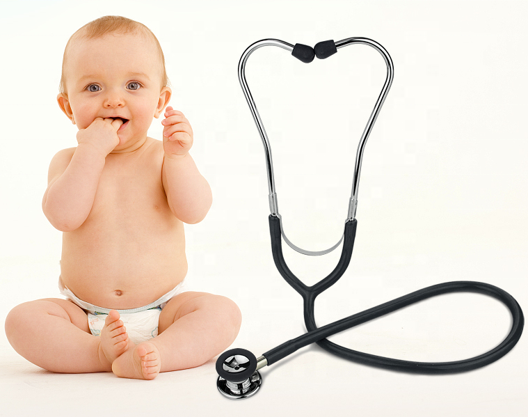 Медицинский стетоскоп с двойной головкой для педиатрического или детского использования, грудная деталь из нержавеющей стали, устойчивость к царапинам и высокая передача