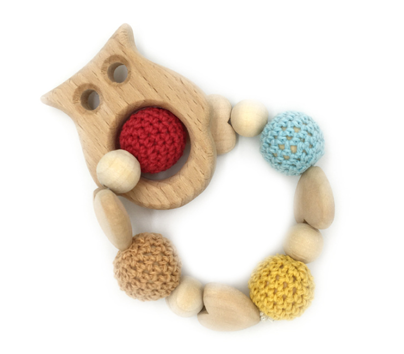 Wholesales Baby Teether Bracelet Wooden Teething Toys Nursing Toddler Toys Animal Molars Teeth Bracelet Toy