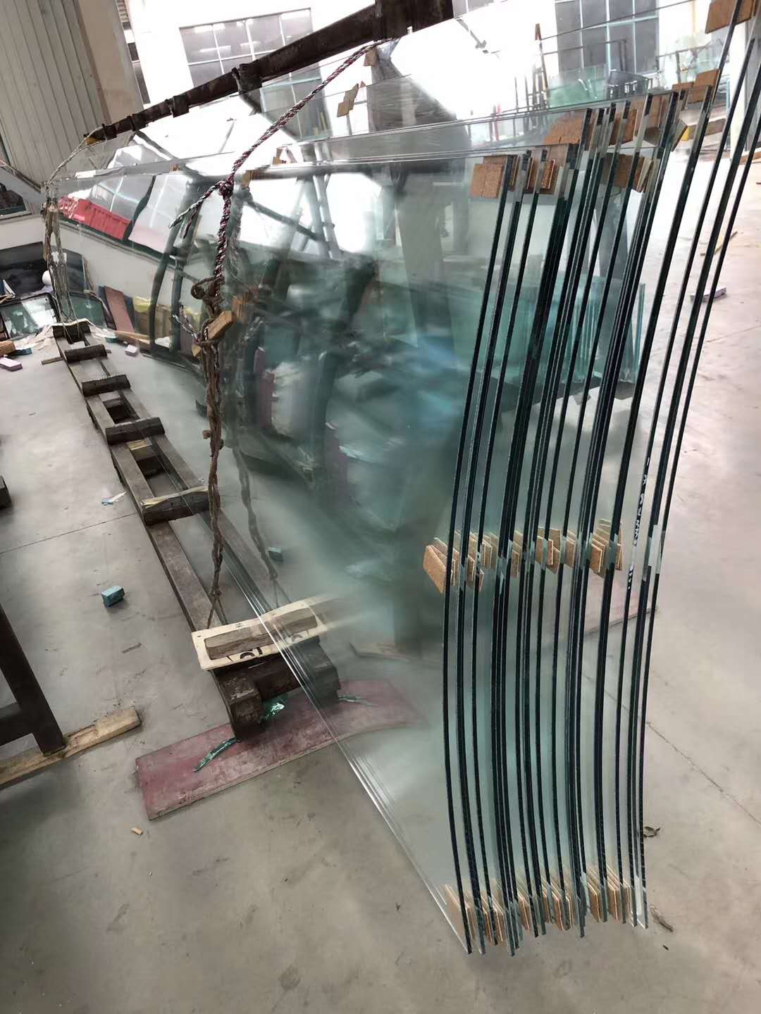 Custom tempered glass curved roof construction curve glass