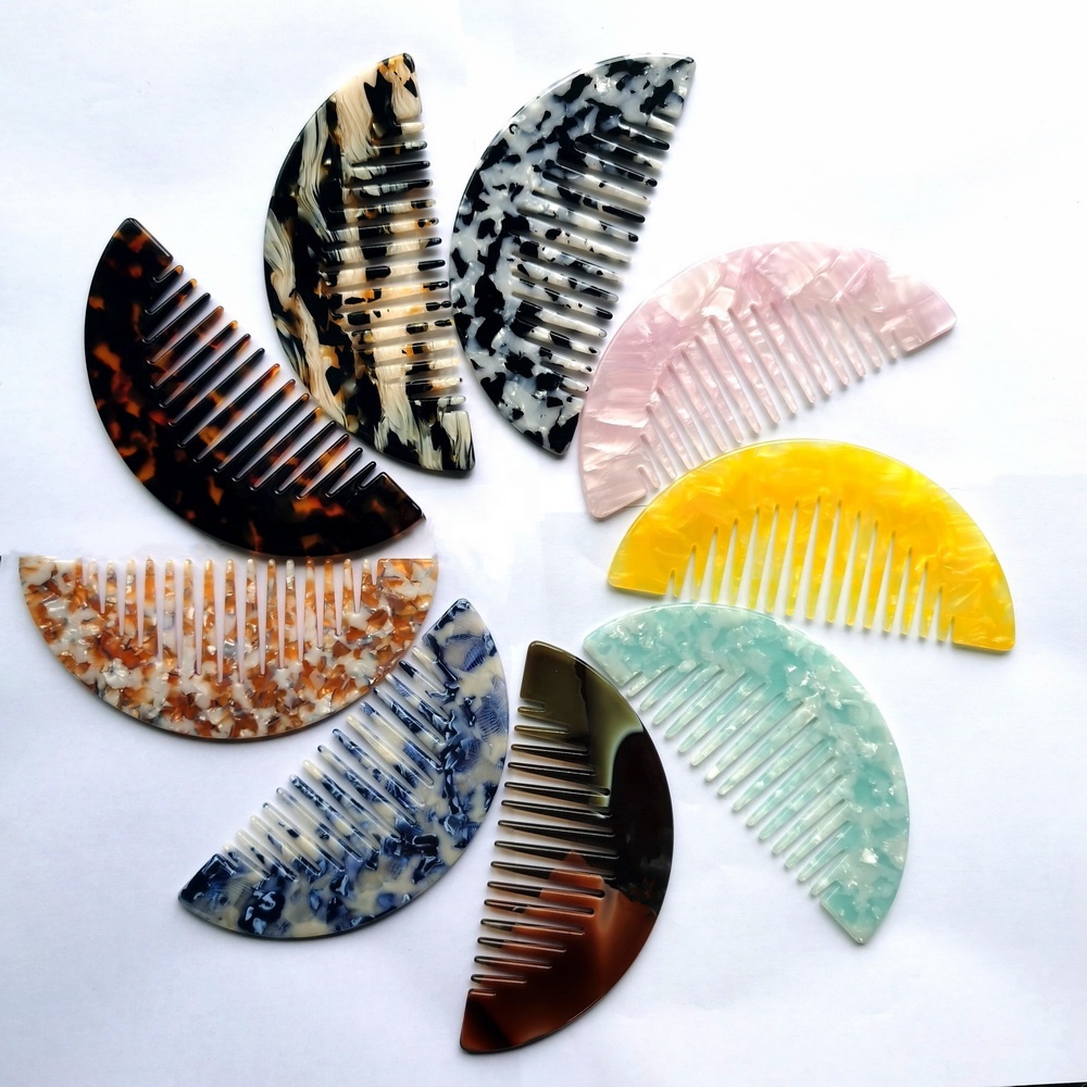 Новая ацетатная расческа для волос 4 мм горячая Распродажа красочная элегантная Высококачественная полукруглая Женская кислотная акриловая расческа для волос pass REACH и Prop 65