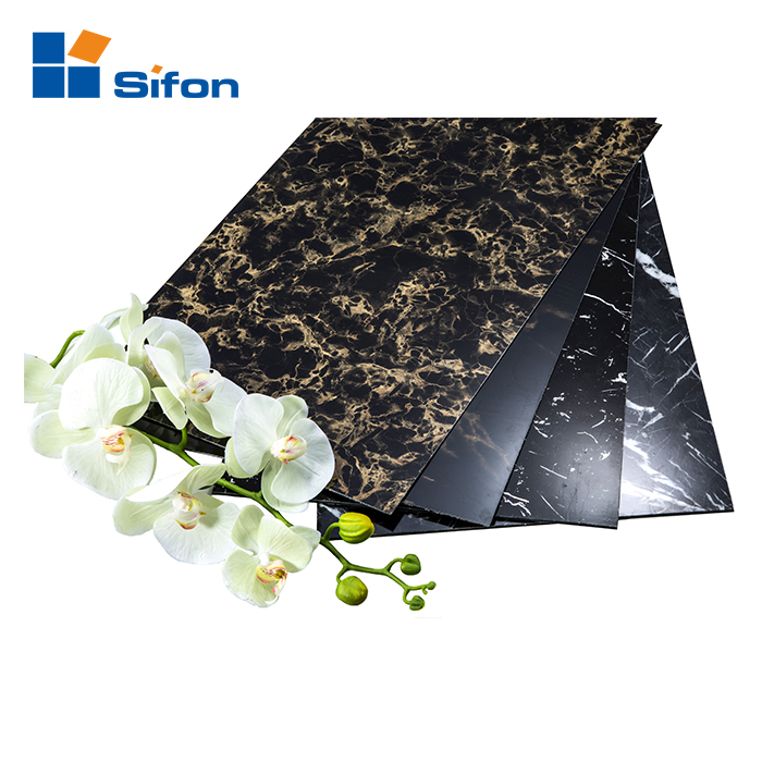 High glossy stone wall cladding 4mm marble composite aluminum panel