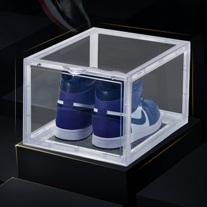 Drop Bening Depan Stackable Kotak Sepatu dengan Magnetic Penutupan Akrilik Kotak Sepatu Transparan Taizhou Tampilan Kustom Sneaker Kotak
