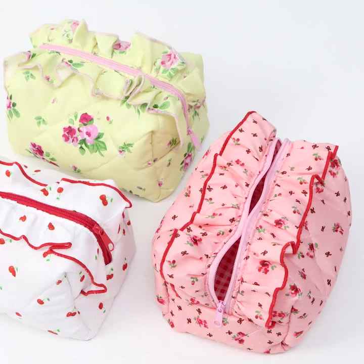 Tas kosmetik wanita, renda tas ritsleting tas cuci kapasitas besar kotak  pensil lipstik penyimpanan Makeup Organizer perjalanan tas perlengkapan  mandi