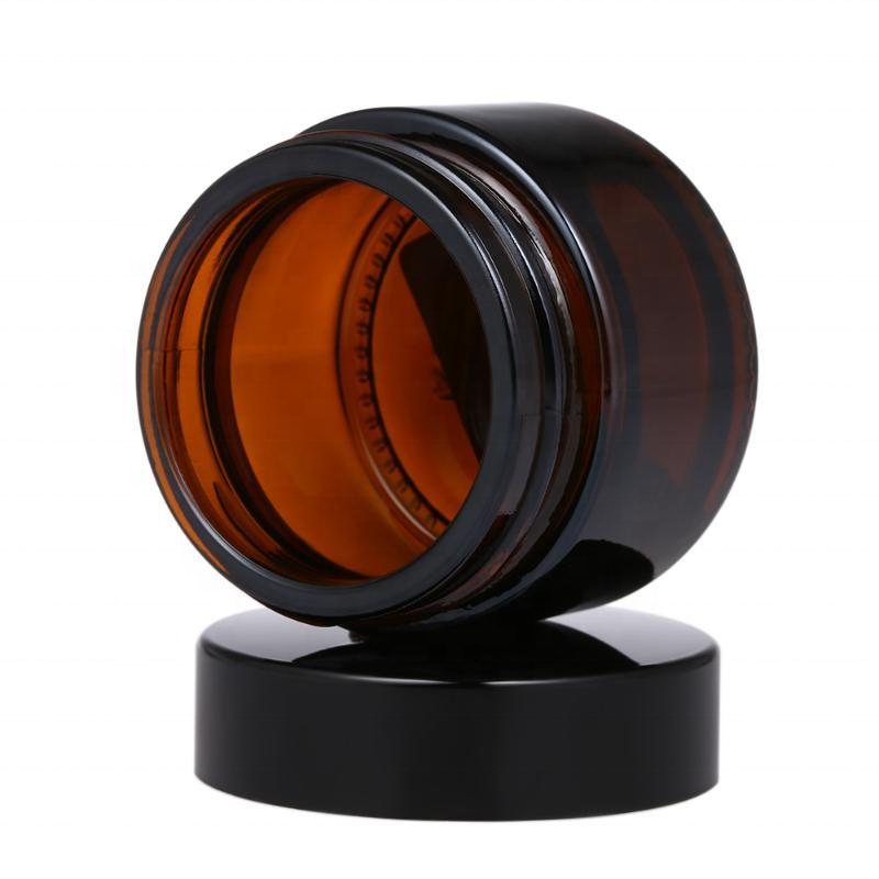 2 oz Translucent Brown Refillable Cosmetic Cream Containers 100g Amber Glass Jar for Body Scrub