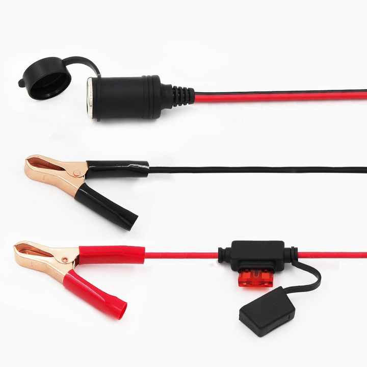 Câble de prise usb pour allume-cigare de voiture, 12V, pinces crocodile  isolées, pour chargeur de batterie de voiture solaire
