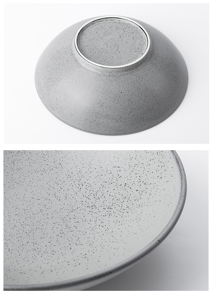 Deep Dishes Porcelain Soup Noodle Salad  Ceramic Reactive Grey Bowl