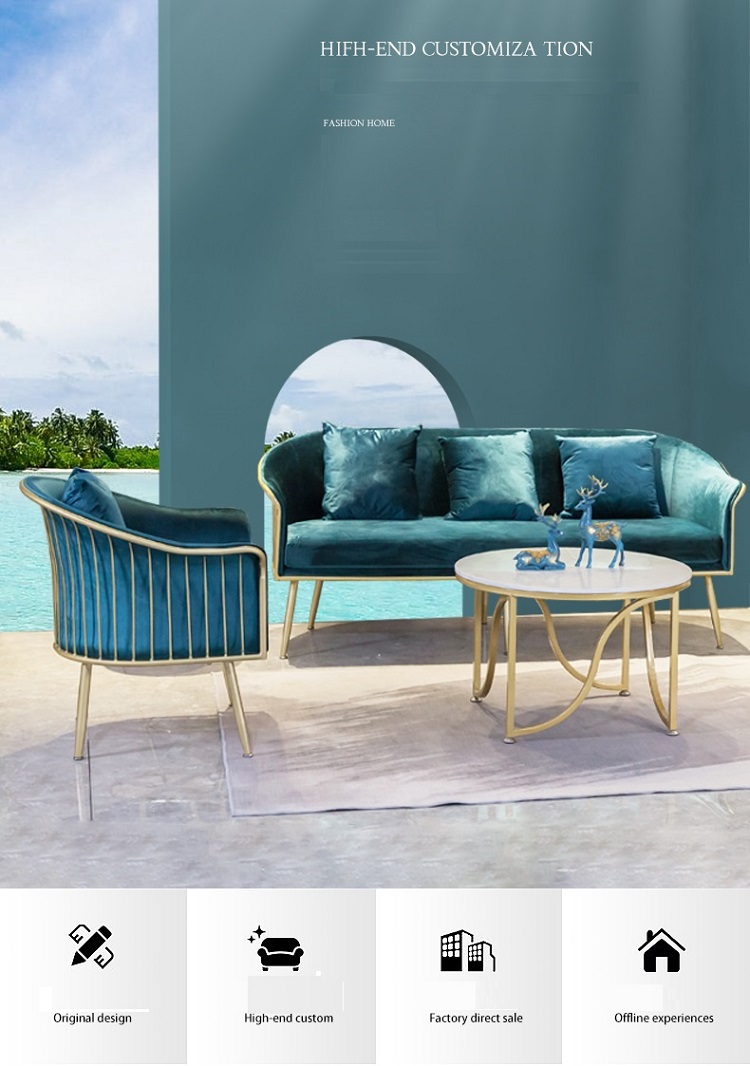 New sectional seat golden living room furniture seating room furniture velvet sofa set