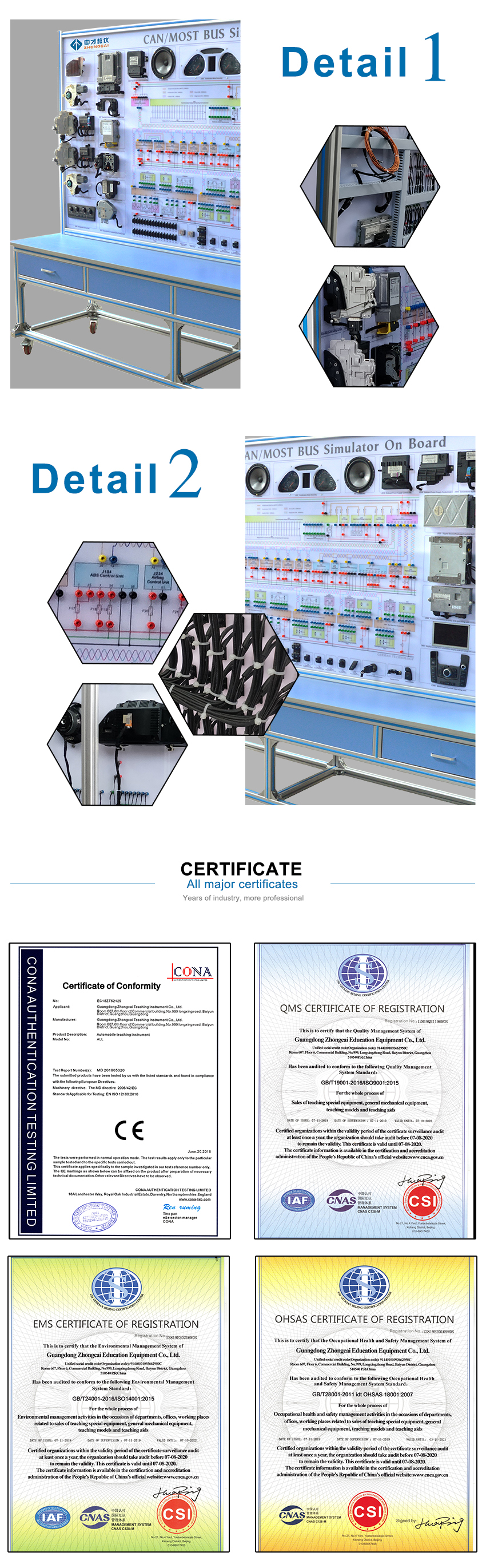 Can/most Bus Training Simulator on Board Educational Equipment for Car Automotive Trainer Wooden Box ZC-DQ-4002 Aluminum ISO9001