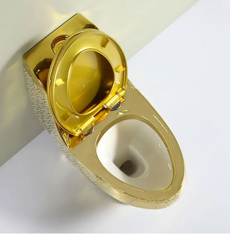 Chaozhou bathroom luxury gold plated toilet bowl ceramic one piece closet