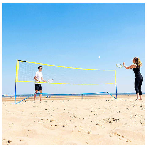 沙滩后院超级快速组装羽毛球网带钢杆