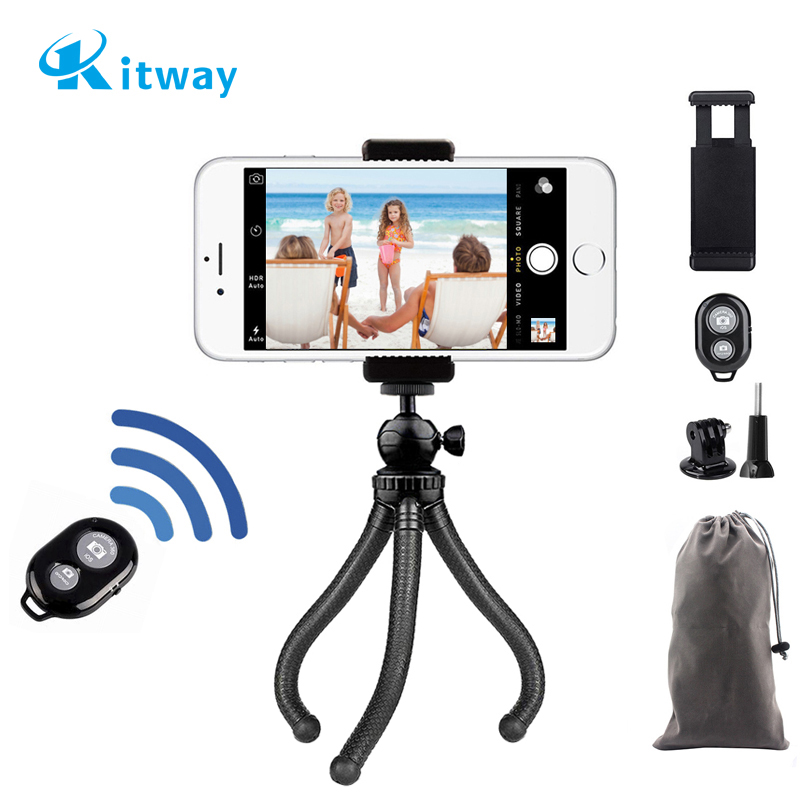 kitway Selfie Stick Tr/épied Monopode avec T/él/écommande Rechargeable et Clip universel compatible avec iPhone appareil photo et GoPro t/él/éphone Android Mini Tr/épied flexible