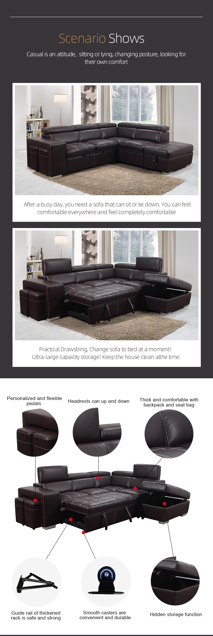 Top quality living room furniture set Comfortable feather large sofa set living room leather sofas