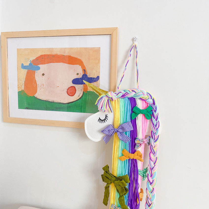 Оптовая продажа Единорог настенный волос с бантом, записная книжка, настенный для девочек женские украшения комнаты