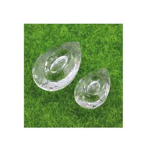 透明椭圆形中间凹陷玻璃多尺寸垂悬帷幕婚礼派对串珠链底部吊坠珠子