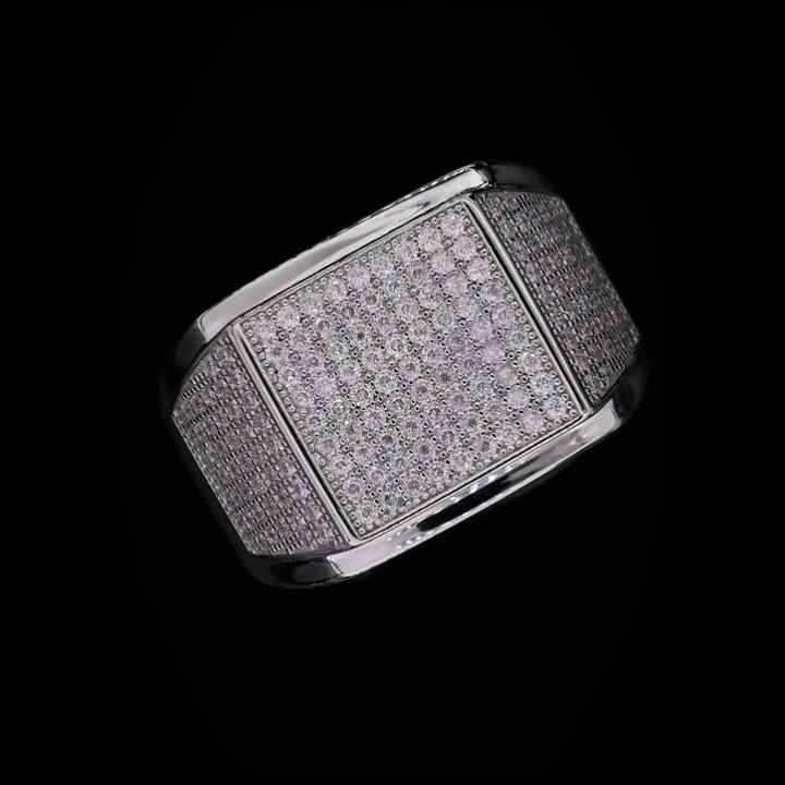 Zanlong 14464 Hip Hop Rings for Men Iced Out Sterling Silver 925
