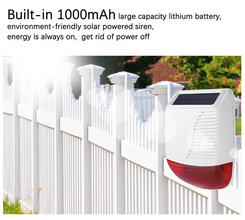 Outdoor security alarm system Solar Panel Alarm Siren 110DB Remote control wireless siren