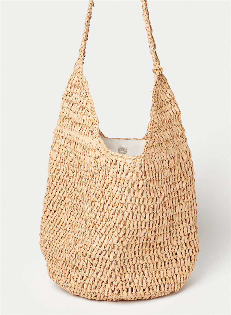 时尚女性手工肩稻草编织手提袋