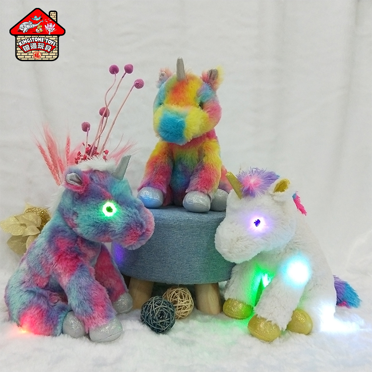 Детская игрушка 30 см со светодиодной подсветкой, плюшевые животные, радуга, единорог, мягкие игрушки-единороги