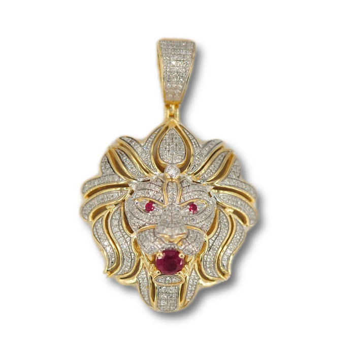 AAA Gems Luxury Big Lion Head Pendant Moissanite Iced Out Hip Hop Silver Gold Jewelry Charm Animal Pendant For Men