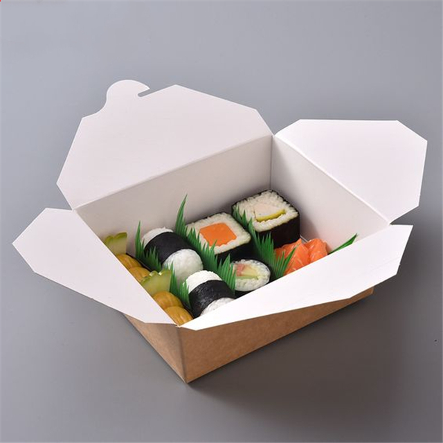 Customized Portable Fast Food Packaging Box Brown Kraft Paper Bento Box pizza box