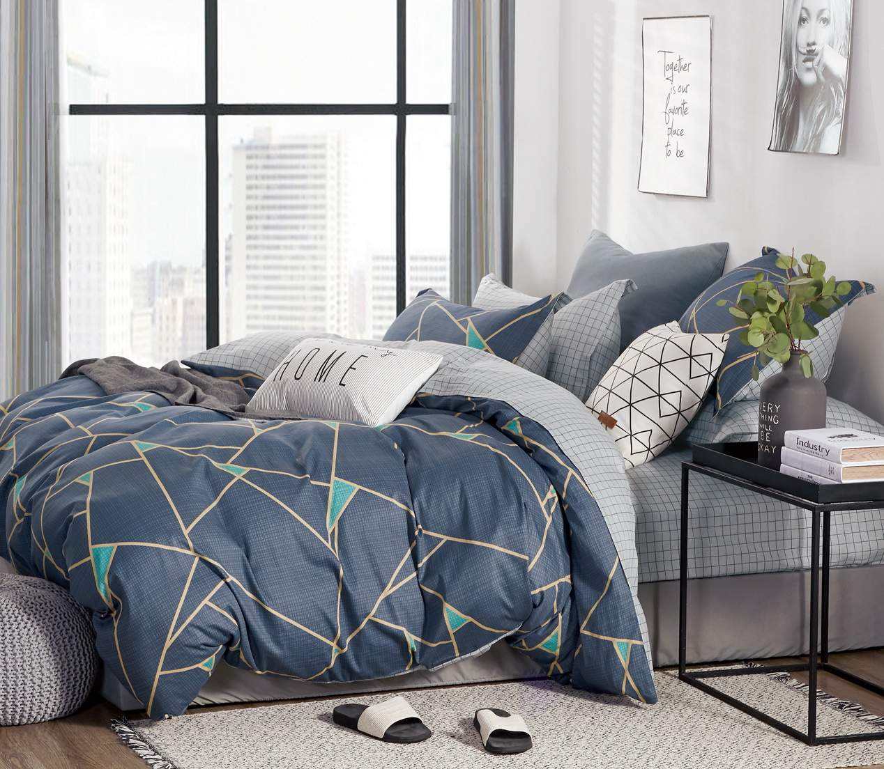 % 棉花几何印花床上用品套装质量好的床单 - buy 100% cotton bedding