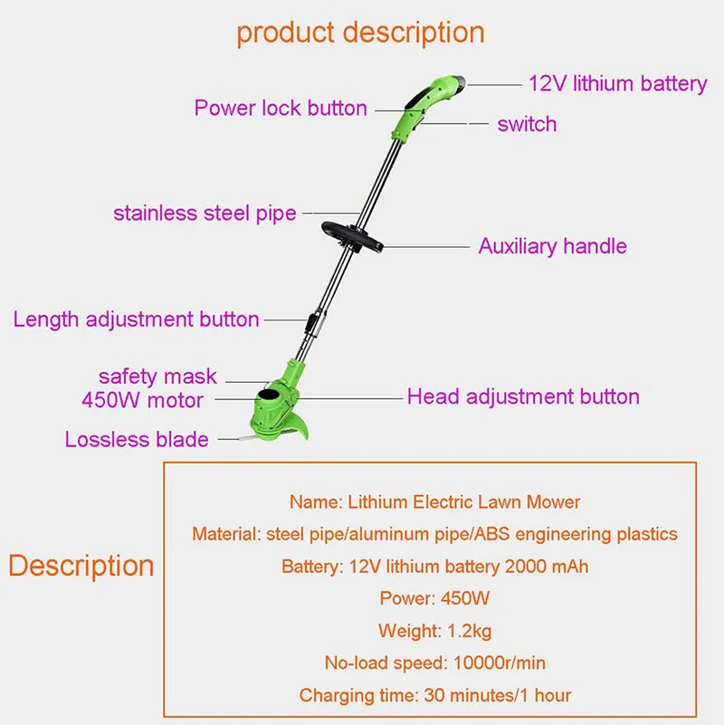 Popular 21V Mini Cordless electric Grass Trimmer Garden cutting tool Litium battery professional equipment grass trimmer