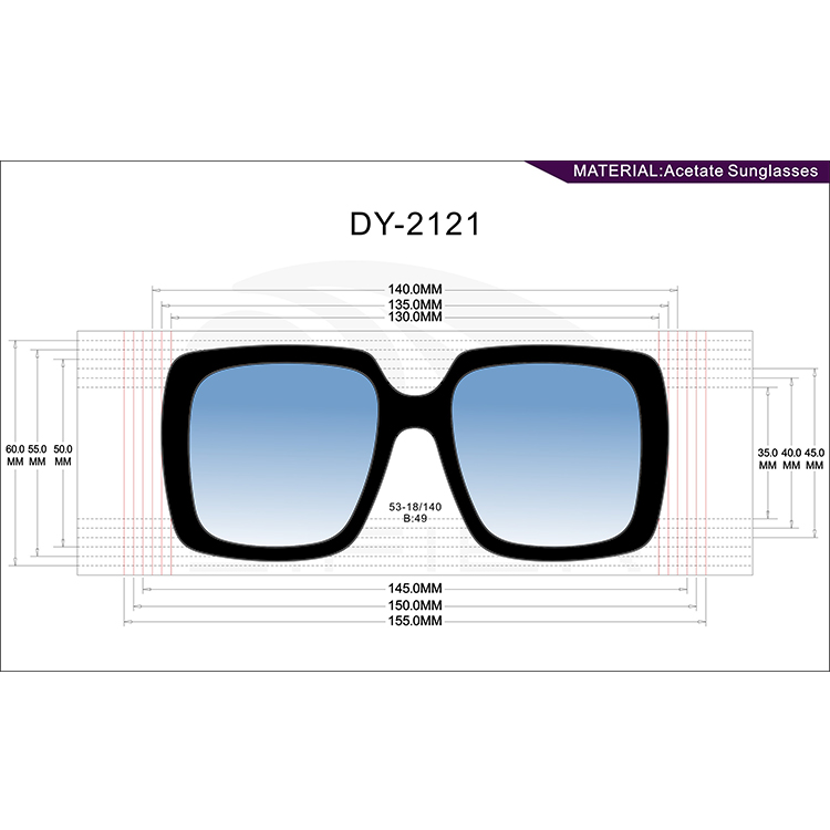 Newest Classic Square Sunglasses Black Frame Eyewear Design Logo