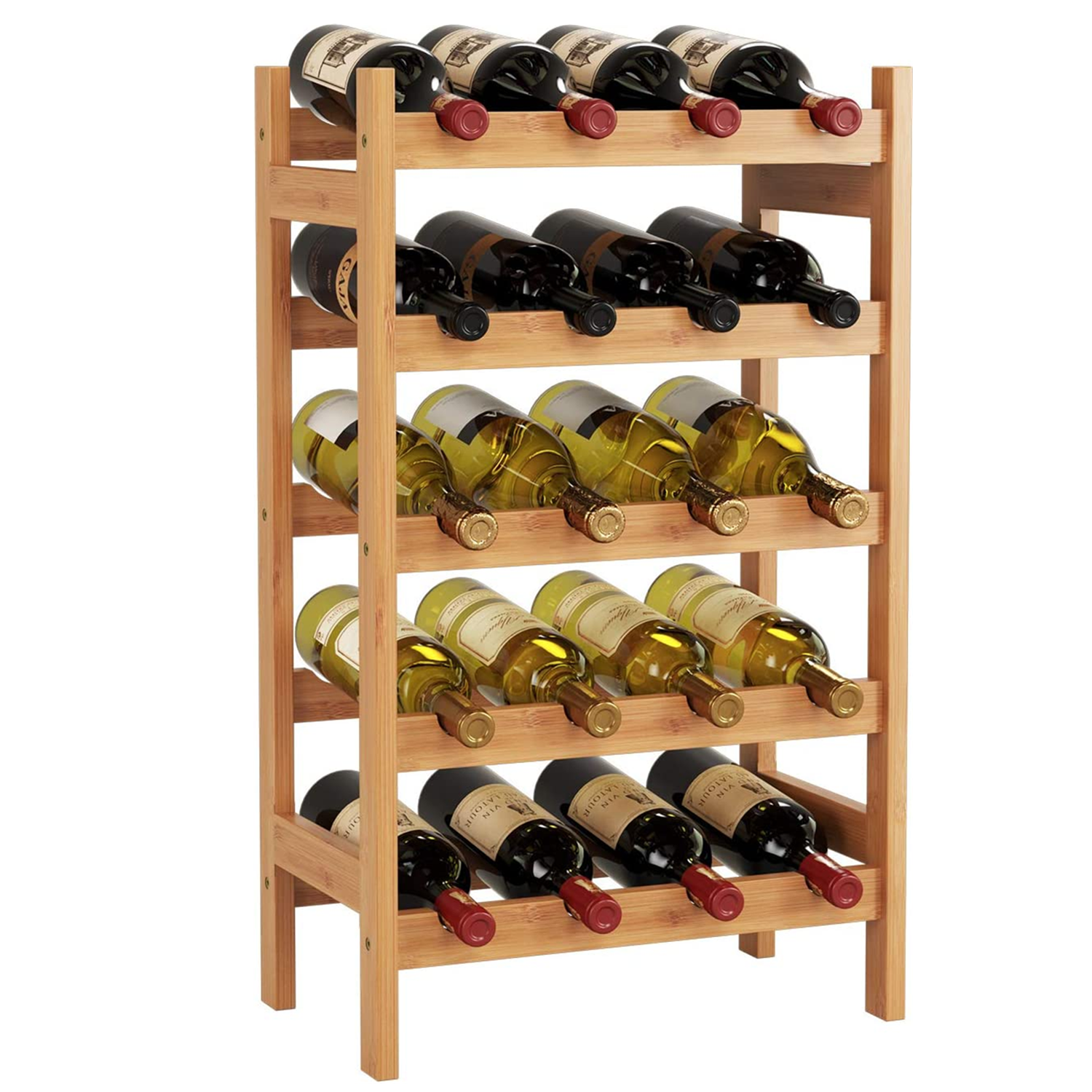 100% натуральный бамбук 5 круглый Ланч-бокс винный шкаф 20 бутылок держатель пол винный стеллаж для хранения деревянный акриловый стеллаж для выставки товаров