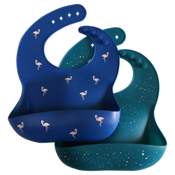 Mármore Silicone Baby Bib Com Apanhador de Alimentos Impressas personalizadas